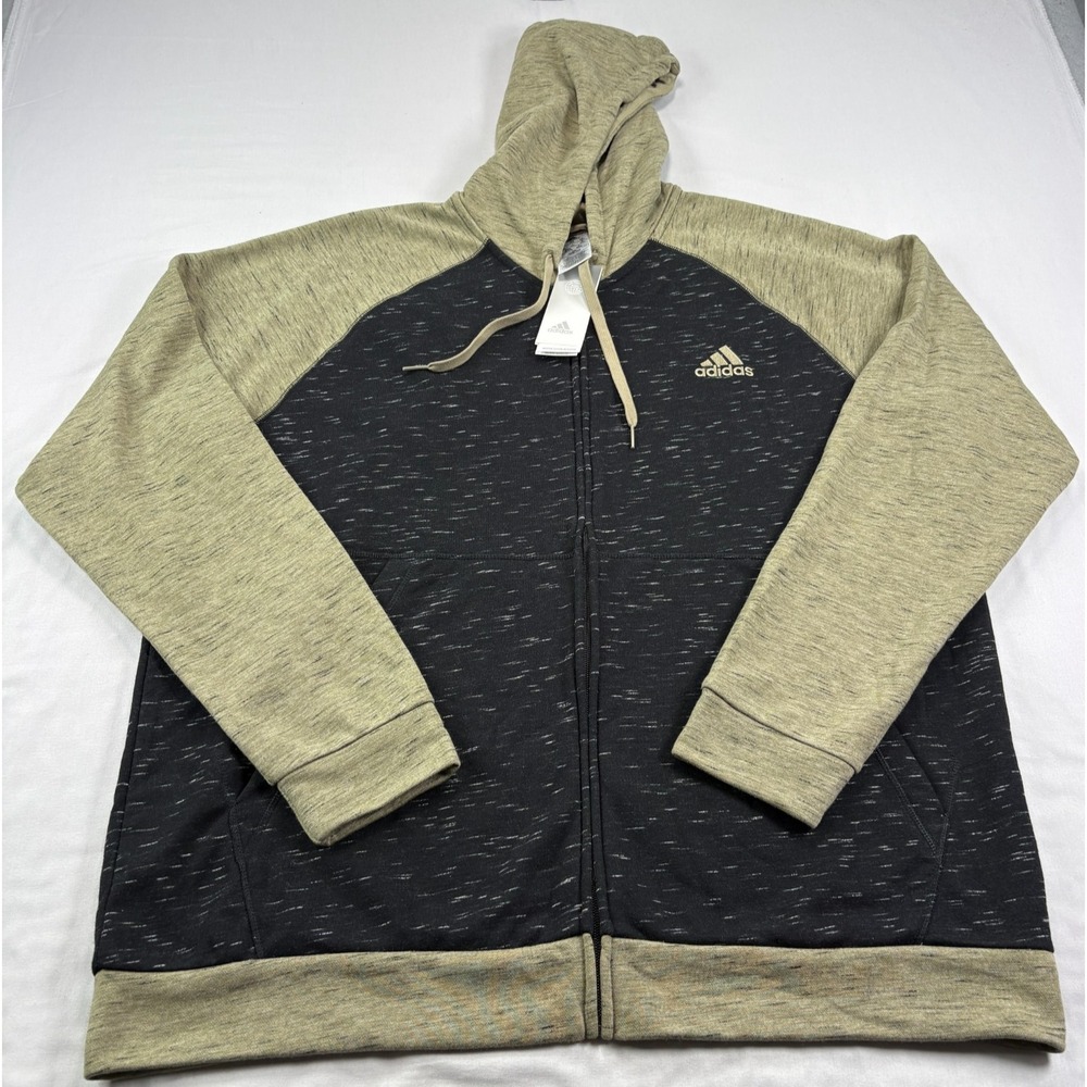 Adidas Hoodie Mens 2XL Black Green Full Zip Multi Sport Lightweight Jacket NEW